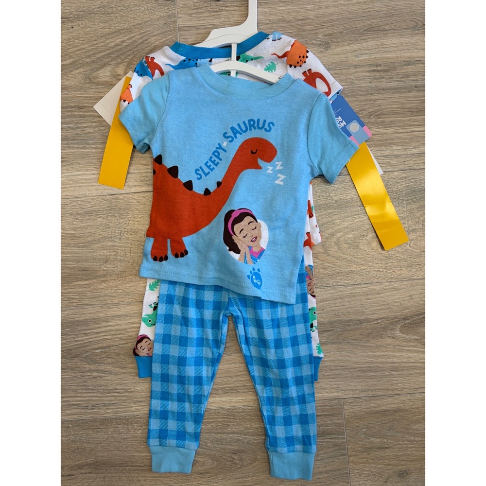 Ms Rachel 4pc Pajama Set 12M Blue Sleepy Saurus Dinosaur Snug Fit K277457RC